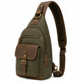 Borsa a tracolla 18 x 8 x 30 cm in tessuto verde e inserti marroni con tasche zip