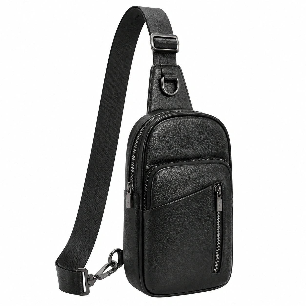 Borsa a tracolla 18 x 7 x 32 cm in similpelle nera con tasche zip stile urbano