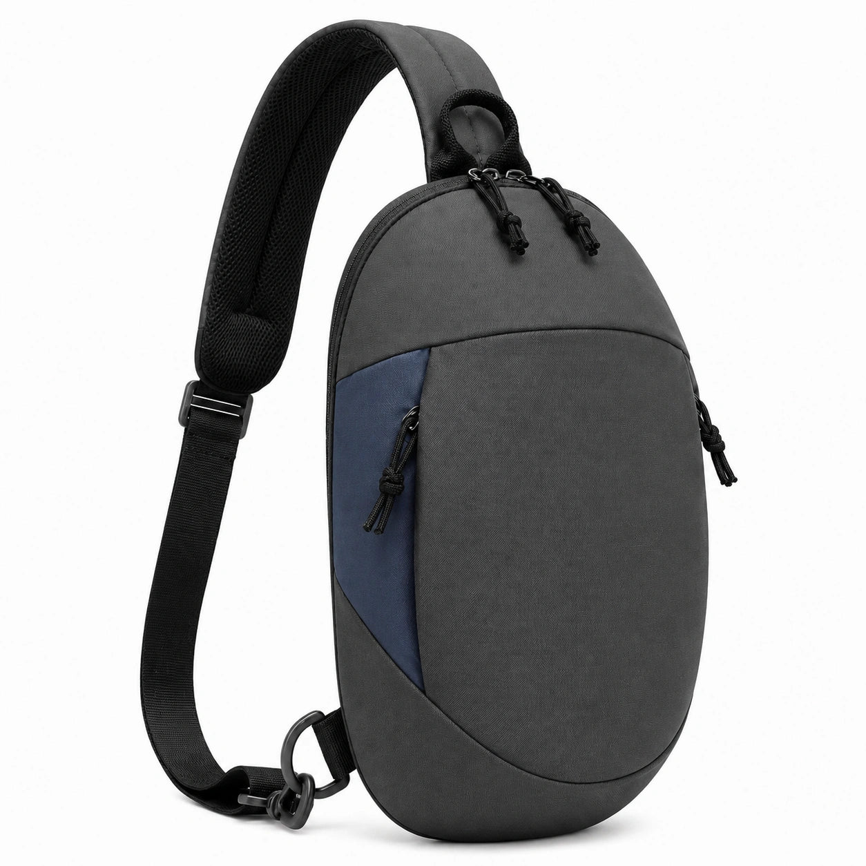 Borsa a tracolla 18 x 8 x 31 cm in tessuto grigio e blu con tasche zip per uso quotidiano