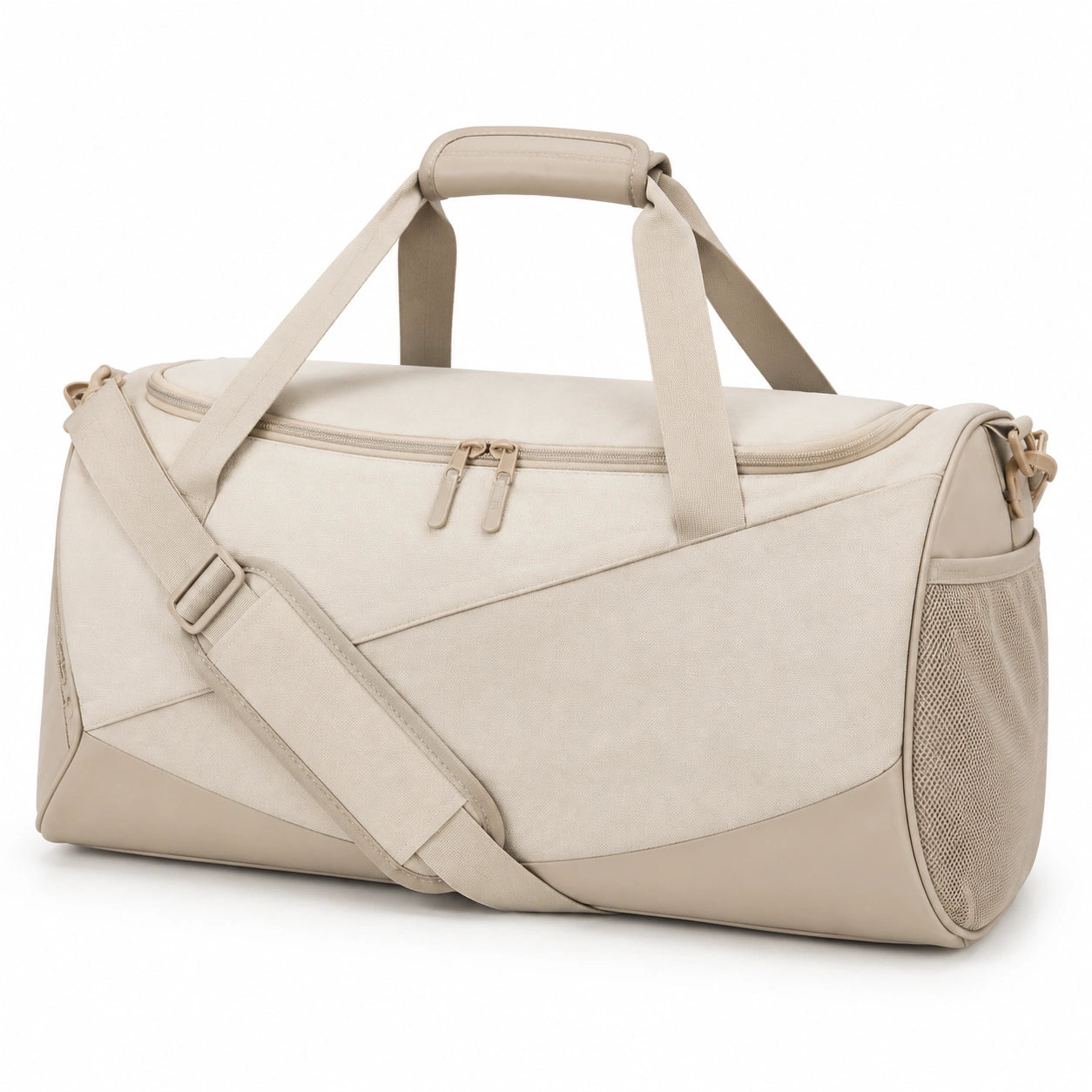 Borsa da viaggio 50 x 25 x 28 cm in tessuto beige con tracolla regolabile