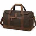 Borsone da viaggio 50 cm in tela marrone scuro con tracolla e tasche con zip