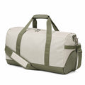 Borsone da viaggio 50 cm in tessuto sintetico beige e verde oliva con tracolla regolabile