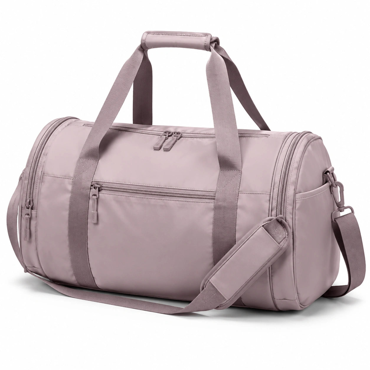Borsone da viaggio 50 x 25 x 28 cm in tessuto sintetico rosa con tracolla e tasche con zip