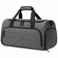 Borsone da viaggio 50 x 25 x 28 cm in tessuto sintetico grigio nero con tasche e manici