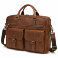 Borsa portadocumenti 40 cm marrone effetto pelle con tracolla e tasche multiple