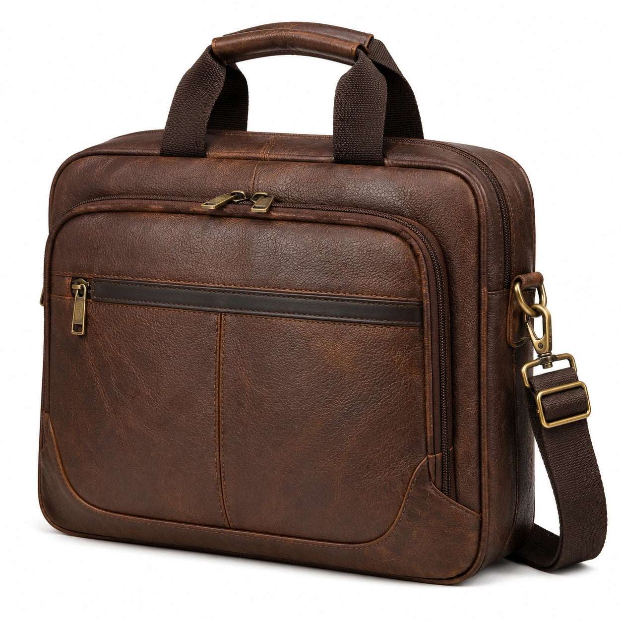 Borsa portadocumenti 40 x 30 x 10 cm in similpelle marrone con tracolla regolabile