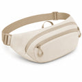 Marsupio 32 x 8 x 16 cm in tessuto sintetico beige con cintura regolabile e tasche con zip