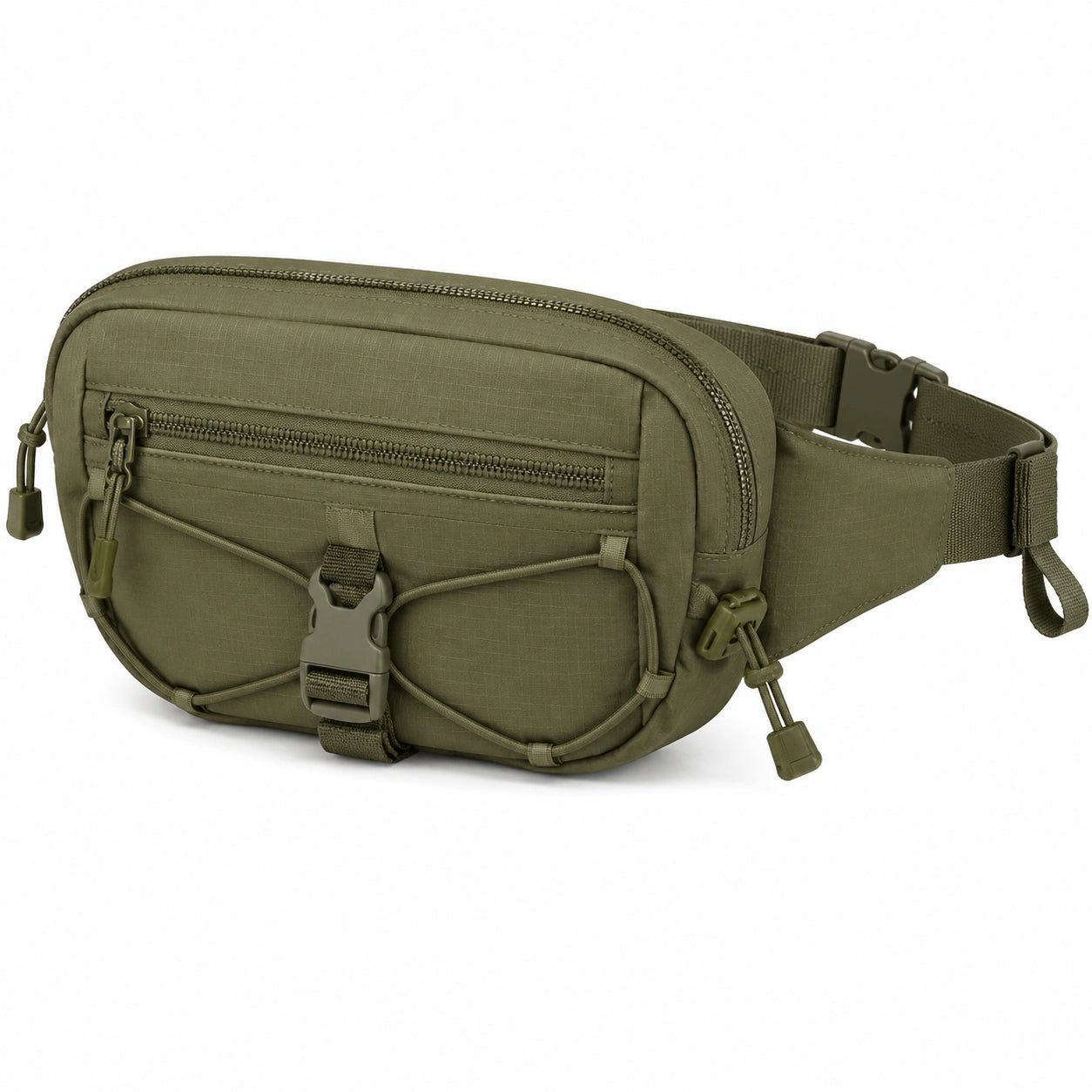 Marsupio 25 x 8 x 15 cm in tessuto verde oliva per attività all'aperto con tasche multiple