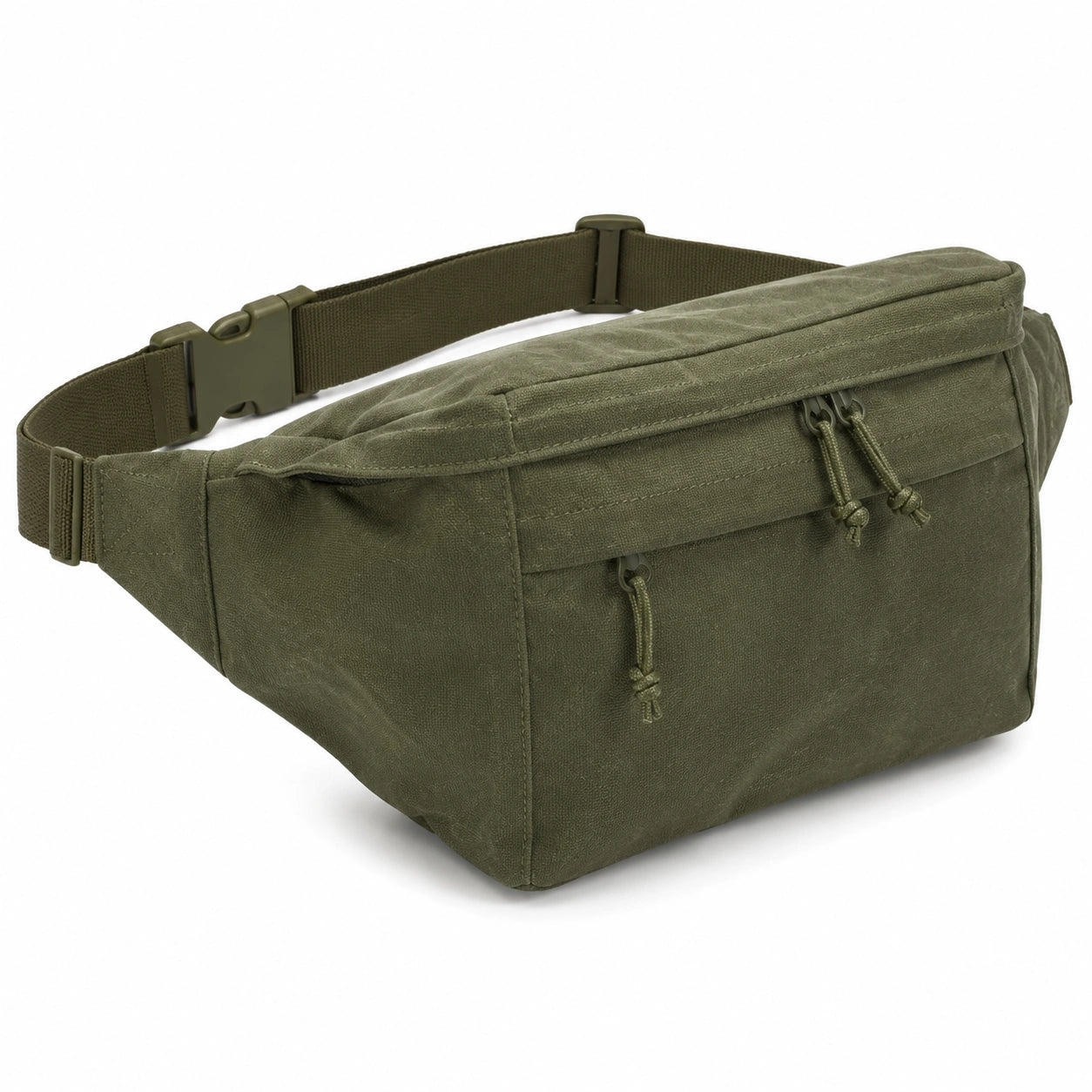 Marsupio 30 x 8 x 16 cm in tessuto verde oliva con tasche zip regolabile
