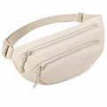 Marsupio 32 x 8 x 16 cm in tessuto a coste beige con tasche zip e cintura regolabile