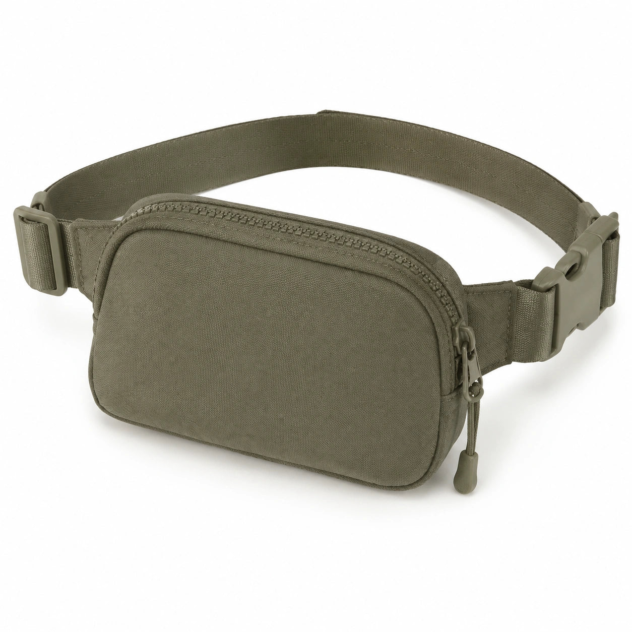 Marsupio 20 x 5 x 13 cm in tessuto verde oliva con cintura regolabile e chiusura zip