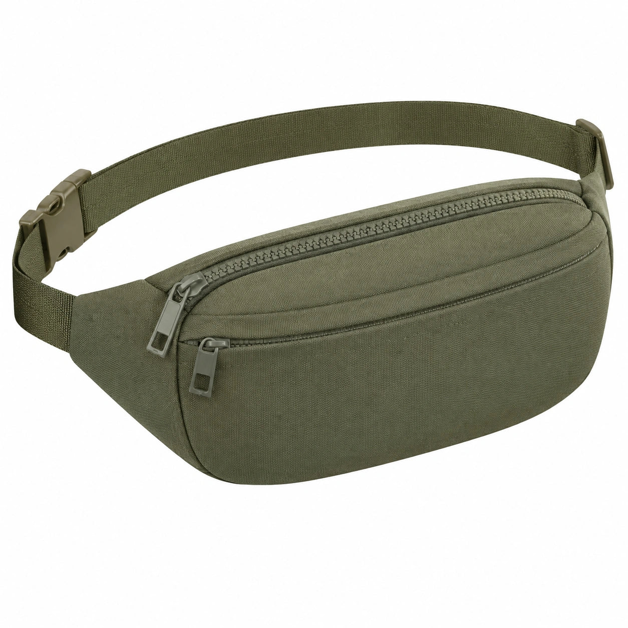 Marsupio 30 x 14 x 8 cm in tessuto sintetico verde oliva con cintura regolabile e doppia tasca