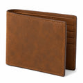 Portafoglio bifold 12 x 9.5 x 1.5 cm in materiale effetto pelle marrone stile classico