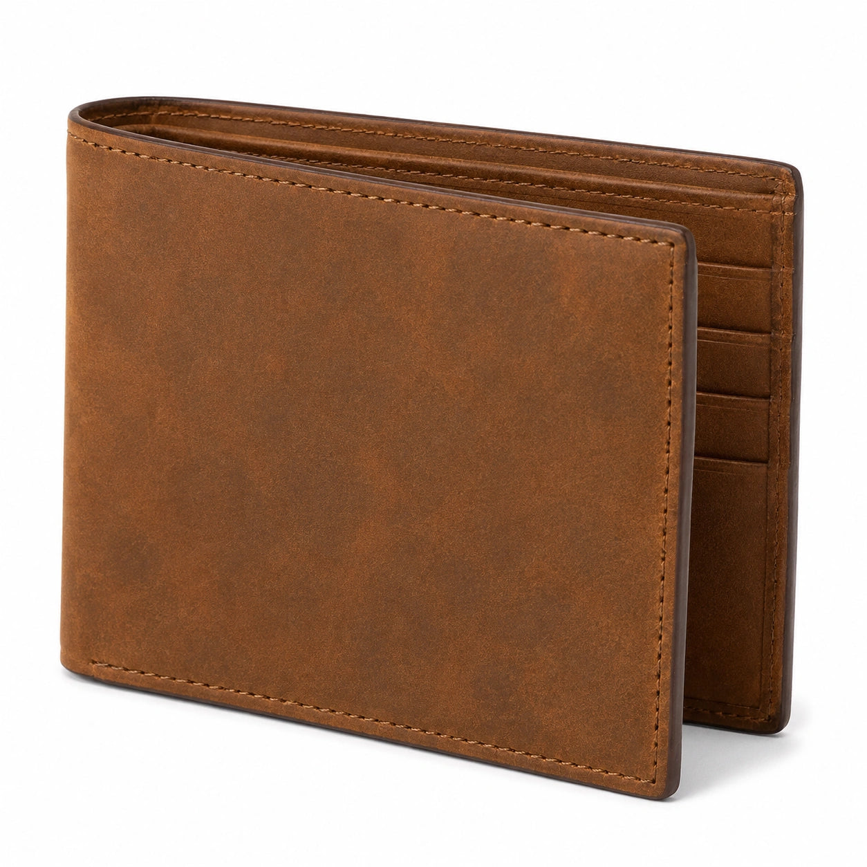 Portafoglio bifold 12 x 9.5 x 1.5 cm in materiale effetto pelle marrone stile classico