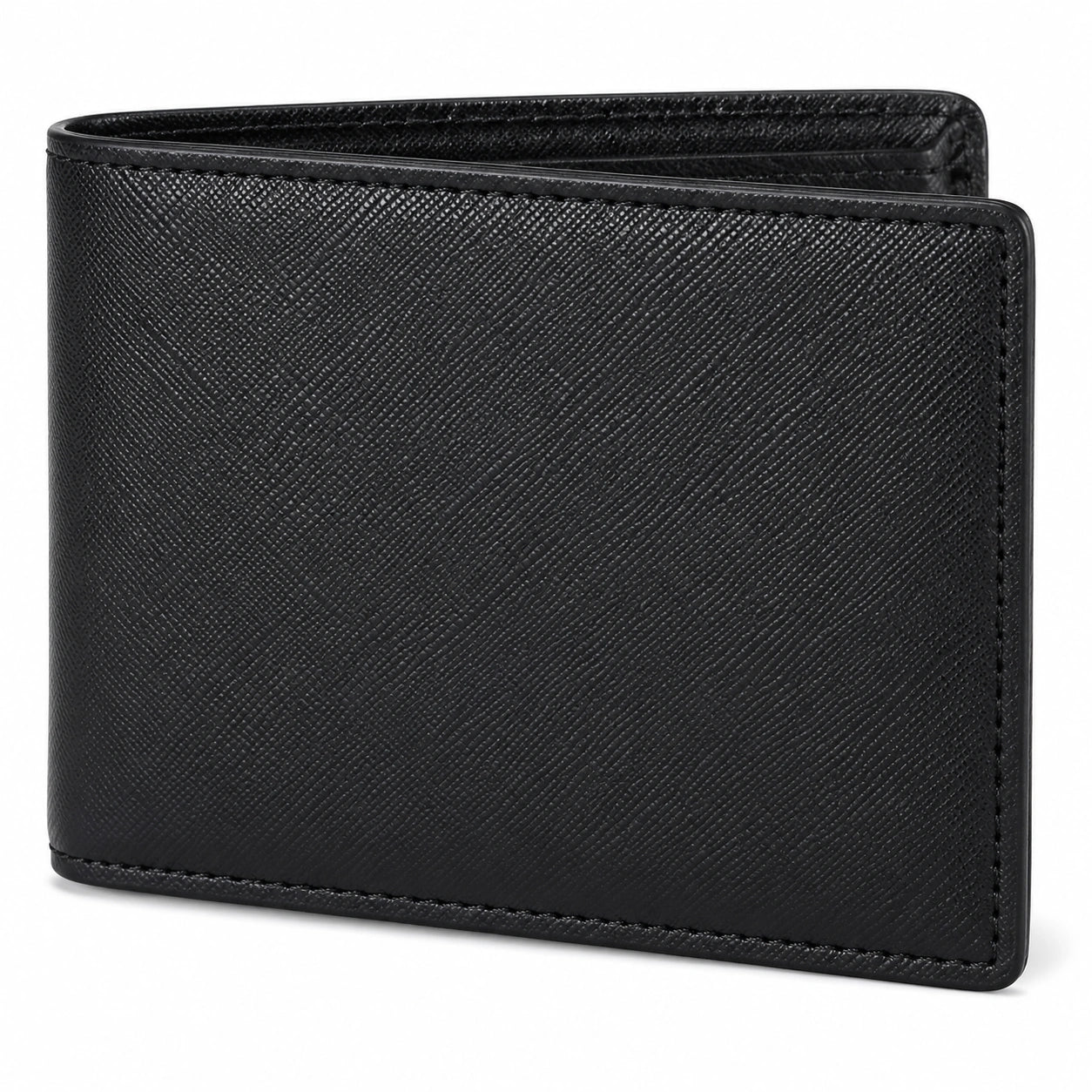 Portafoglio uomo 12 x 9 cm in materiale sintetico nero pieghevole