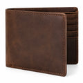 Portafoglio bifold 11.5 x 9.5 x 2 cm in pelle marrone con scomparti per carte stile classico