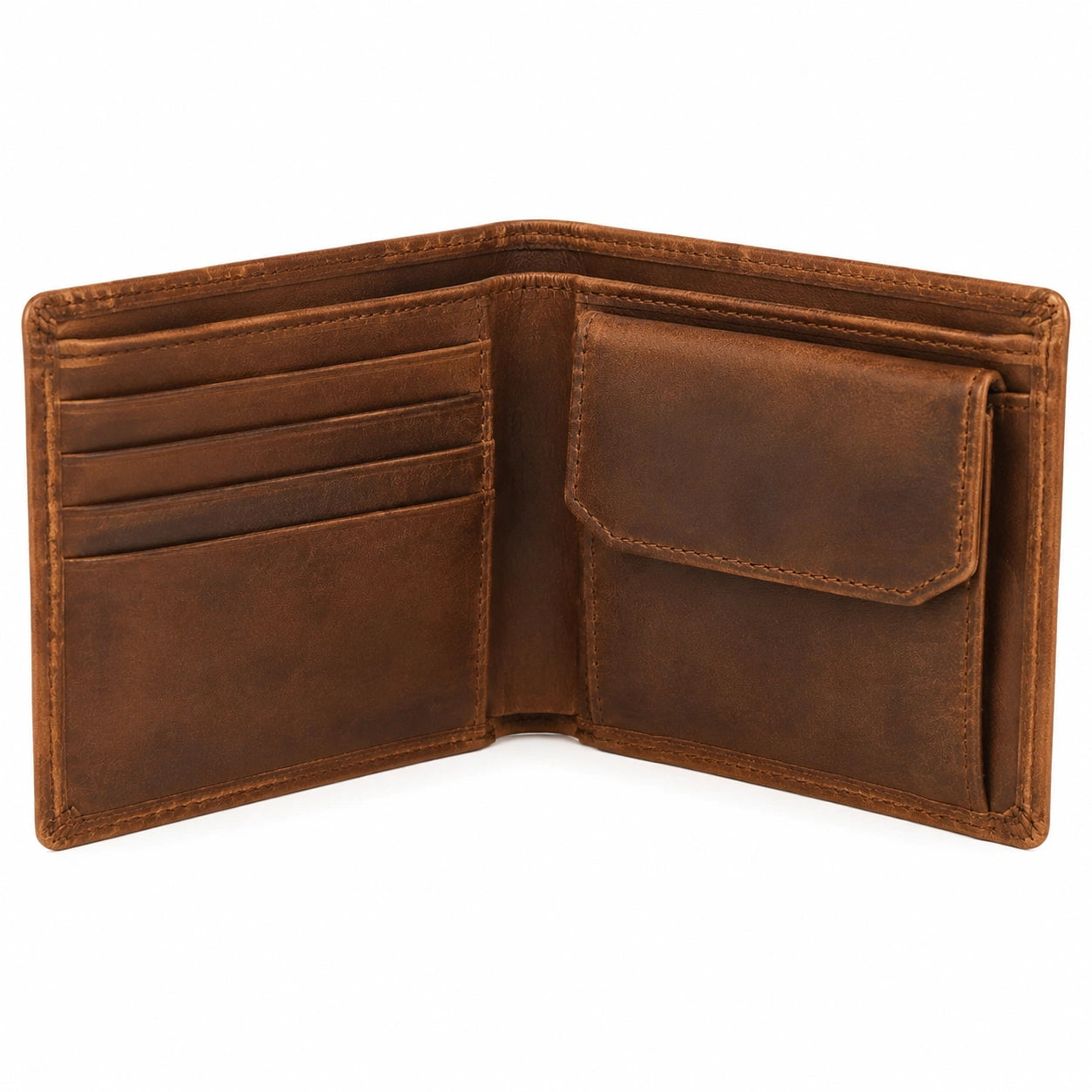 Portafoglio da uomo 12 x 9.5 cm in similpelle marrone - portafoglio bifold con portamonete