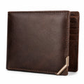 Portafoglio uomo pieghevole 12 x 9.5 cm in materiale sintetico effetto pelle marrone con portacarte