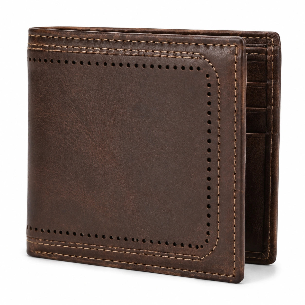 Portafoglio da uomo 12 x 9 x 2 cm in pelle marrone - pieghevole con portacarte