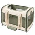Trasportino per animali 45 x 30 x 30 cm in tessuto beige e verde oliva - pieghevole con rete traspirante