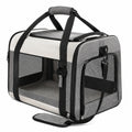 Trasportino per animali 50 x 30 x 30 cm in tessuto grigio e beige con rete pieghevole