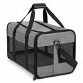 Borsa trasportino per animali 50 x 28 x 30 cm in tessuto grigio e rete nera con tracolla