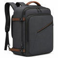 Zaino da viaggio 32 x 18 x 48 cm in tessuto sintetico nero/marrone con tracolla rimovibile