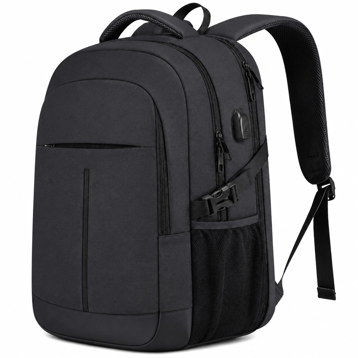 Zaino 32 x 20 x 48 cm in tessuto nero per lavoro e viaggio con scomparto imbottito