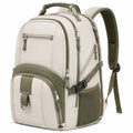 Zaino da viaggio 45 x 30 x 20 cm in tessuto beige e verde con scomparti multipli
