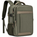 Zaino da viaggio 32 x 18 x 45 cm in tessuto sintetico verde oliva e beige con scomparti multipli
