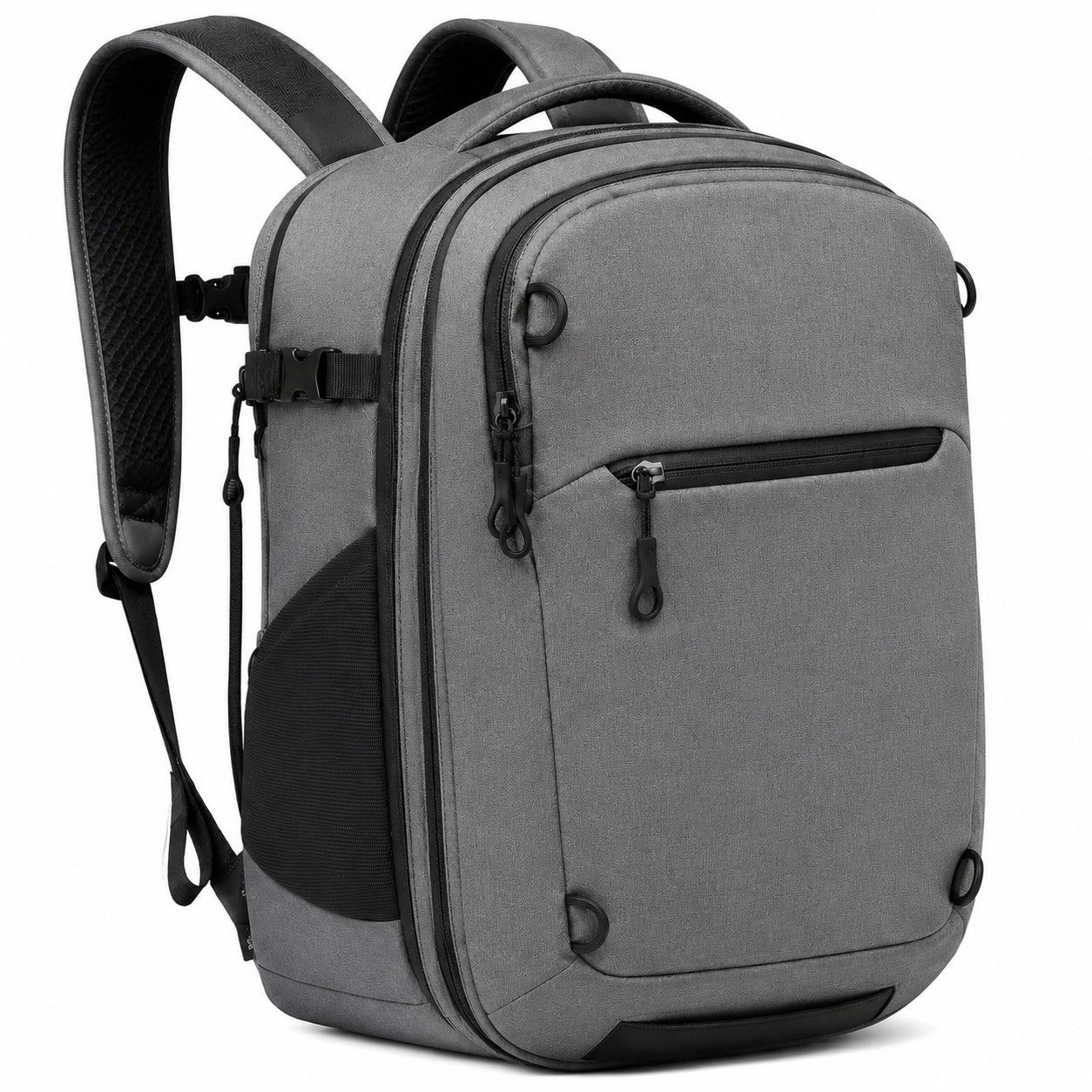 Zaino da viaggio 50 x 32 x 20 cm in tessuto grigio e nero con scomparti multipli