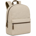 Zaino 30 x 14 x 40 cm in tessuto beige con tasca frontale e chiusura con zip